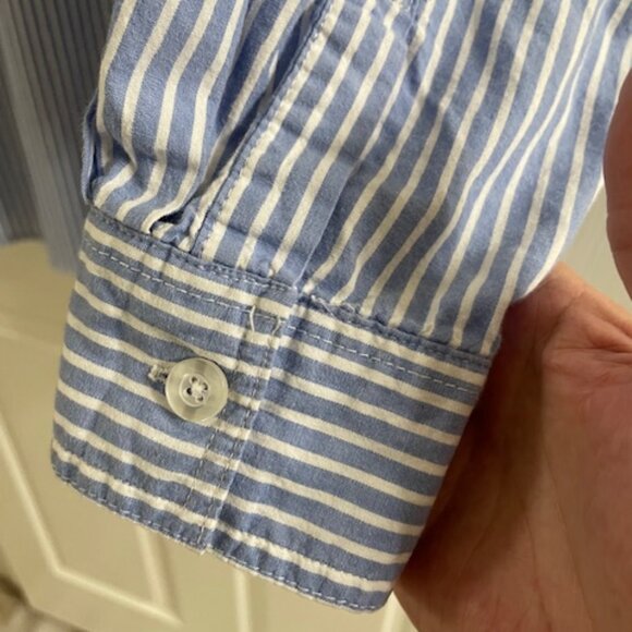 NWOT Women Within Blue & White Striped Long Sleeve Button-Down Shirt 5X - Picture 10 of 10